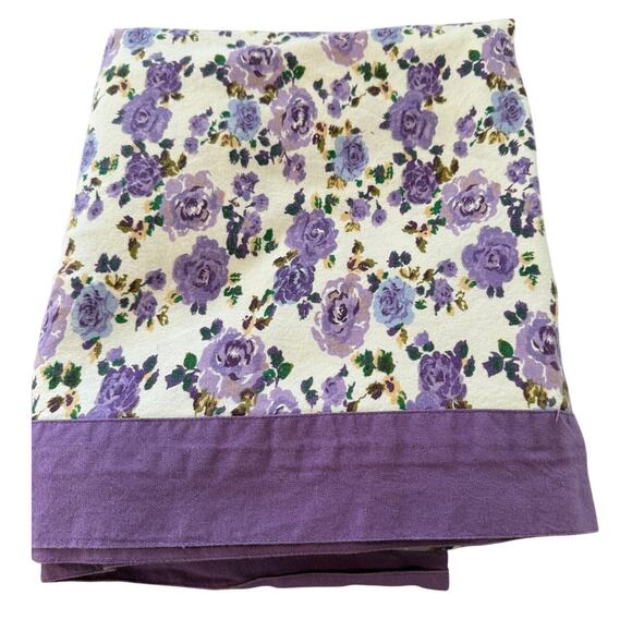 Vintage Purple Floral Rectangular Cotton Tablecloth - Picture 1 of 7